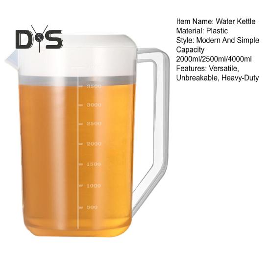 Unbreakable Plastic Water Pitcher with Lid BPA-Free Ice Tea Kettle Iced Tea Pitcher Lemonade Juice Beverage Jar for Hot Cold Drinks