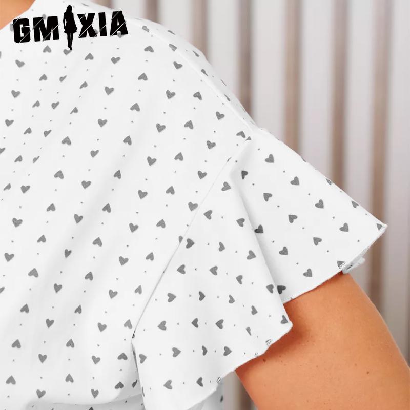 GMXIA Summer Short-sleeved Shorts Two-piece Loungewear Women's Loose Comfortable Suit