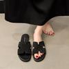 Korean version of beach cool slippers women's outer wear 2025 summer new outer wear French square head open toe flat bottom one-word drag
