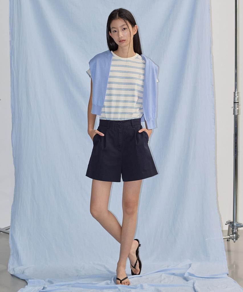 CITYBREEZE Cotton Single-Pleat Shorts_Dark Navy
