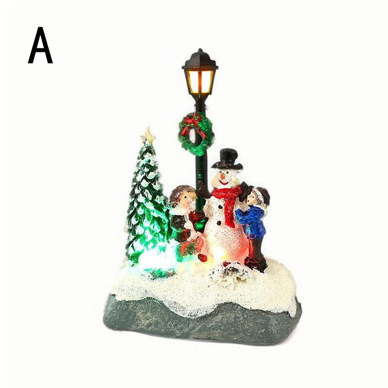 Miniature Snowy Christmas Village with Light and Movement Details