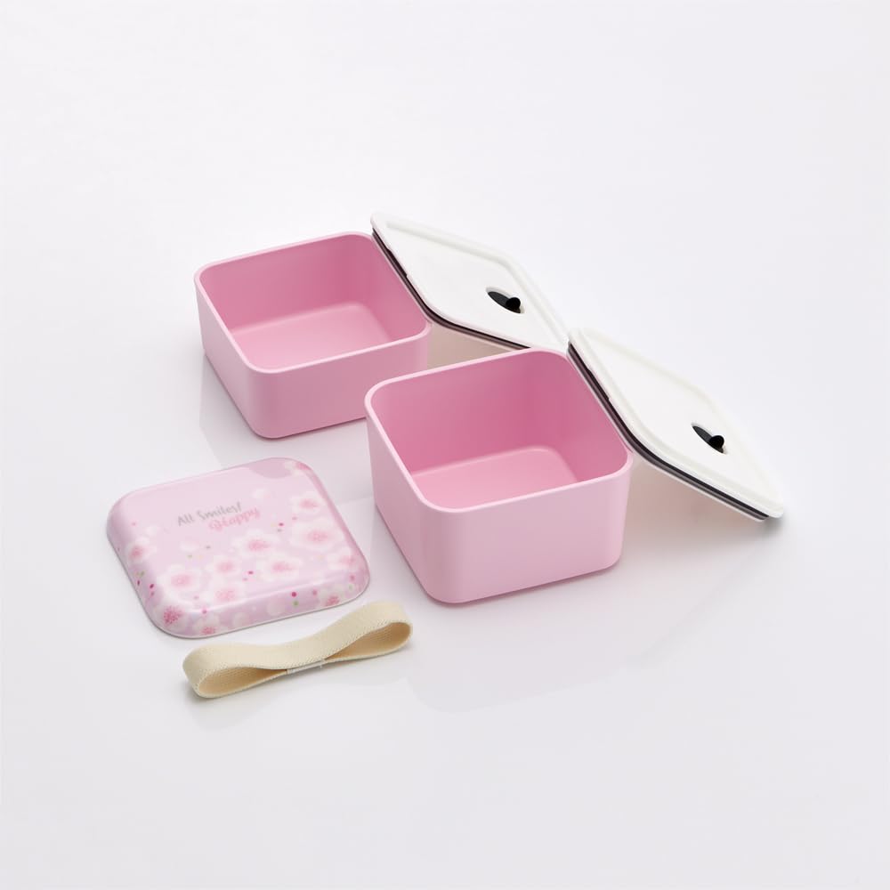 Skater Simple Lunch Cherry Blossom All Made in Box, 600ml, Two-Tier, Pattern, Smiles, Japan, SLBWS6M-A