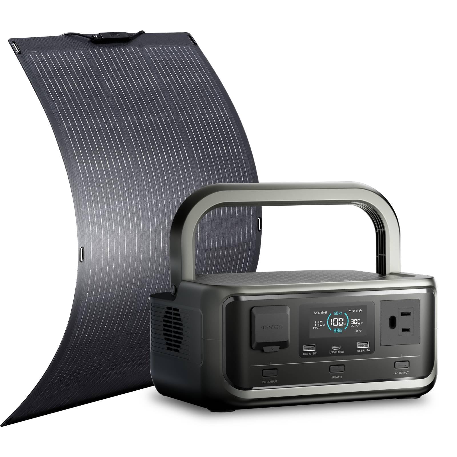 

ALLPOWERS VOLIX P300 Portable Power Station and 100W Flexible Solar Panel 256Wh High Capacity Portable Lithium Iron Phosphate Power Station with Long