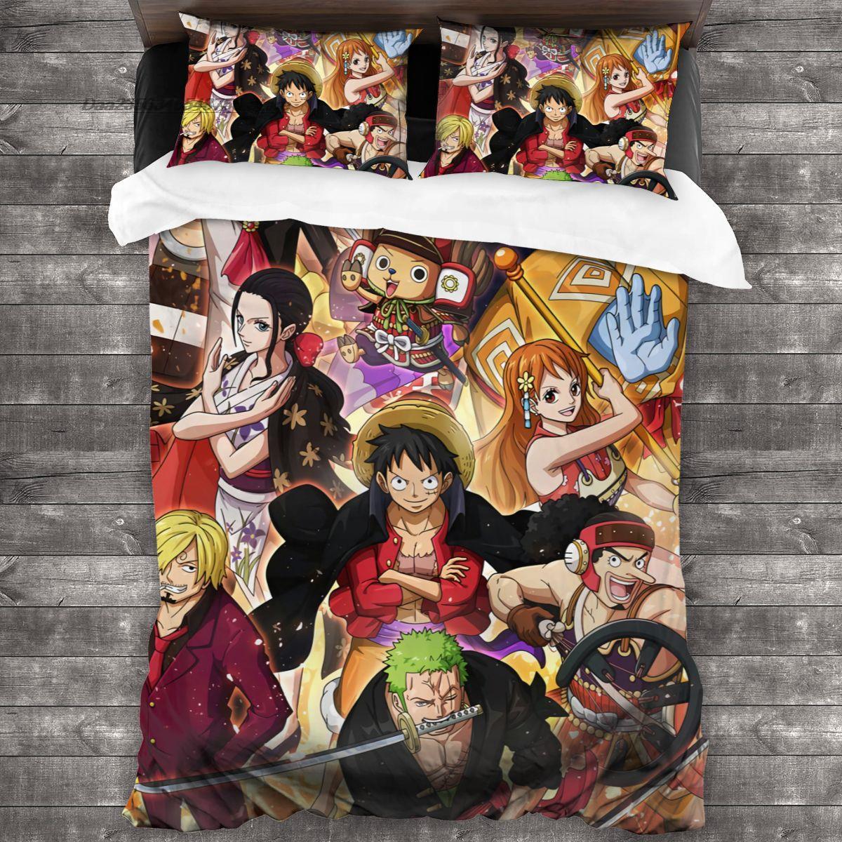 

One Piece Bedding Set Single Twin Full Queen King Size Bed Set Aldult Kid Bedroom Duvetcover Sets Print Anime Conjunto De Cama US Twin(172*218cm)3pcs