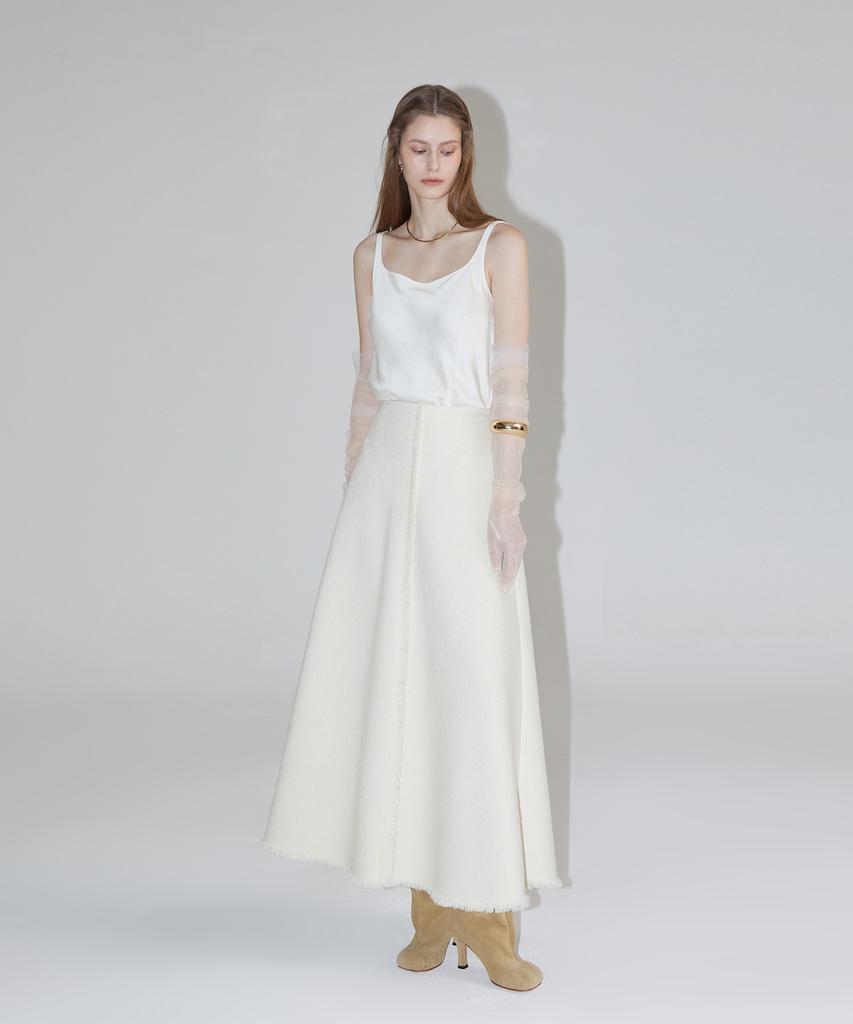 Rene J Sand Tweed Long Skirt