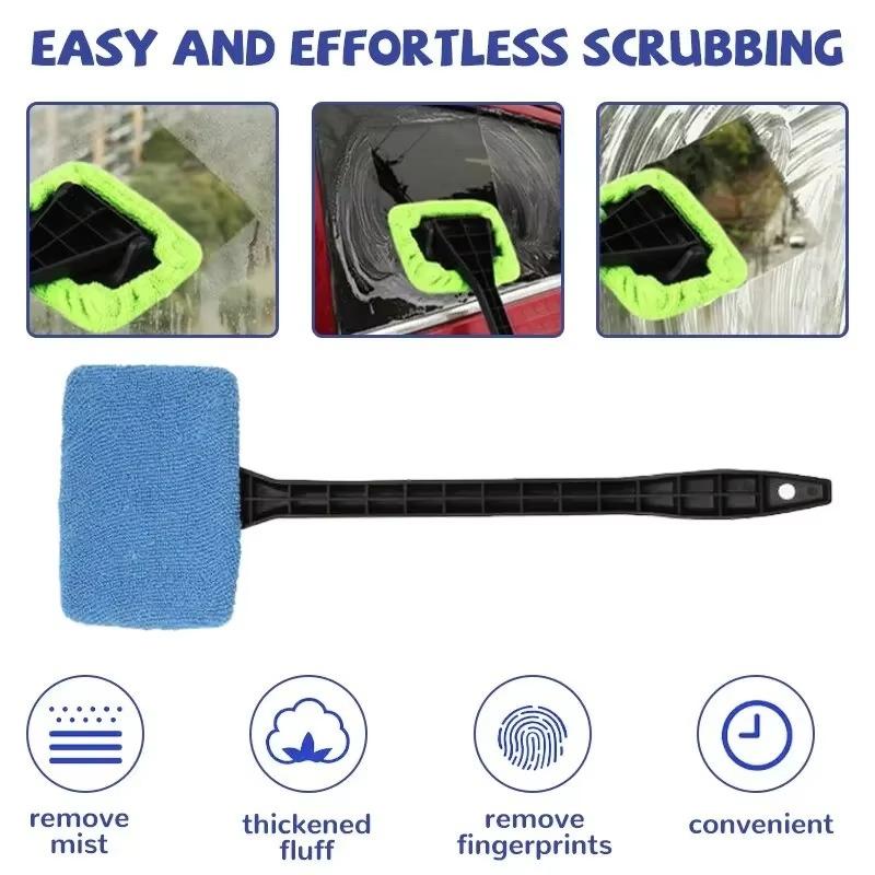 Car Window Cleaner Brush Kit Windshield Cleaning Wash Tool Inside Interior Auto Glass Wiper With Long Handle