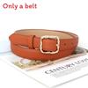 Simple Solid Color Women Belt With Twists Square Button Fashionable Versatile