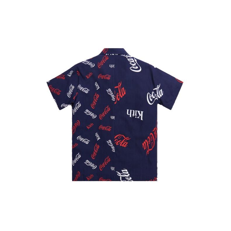 Kith X Coca-Cola Printed Camp Collar Shirt Navy Unisex Tops Blue KH3848-102