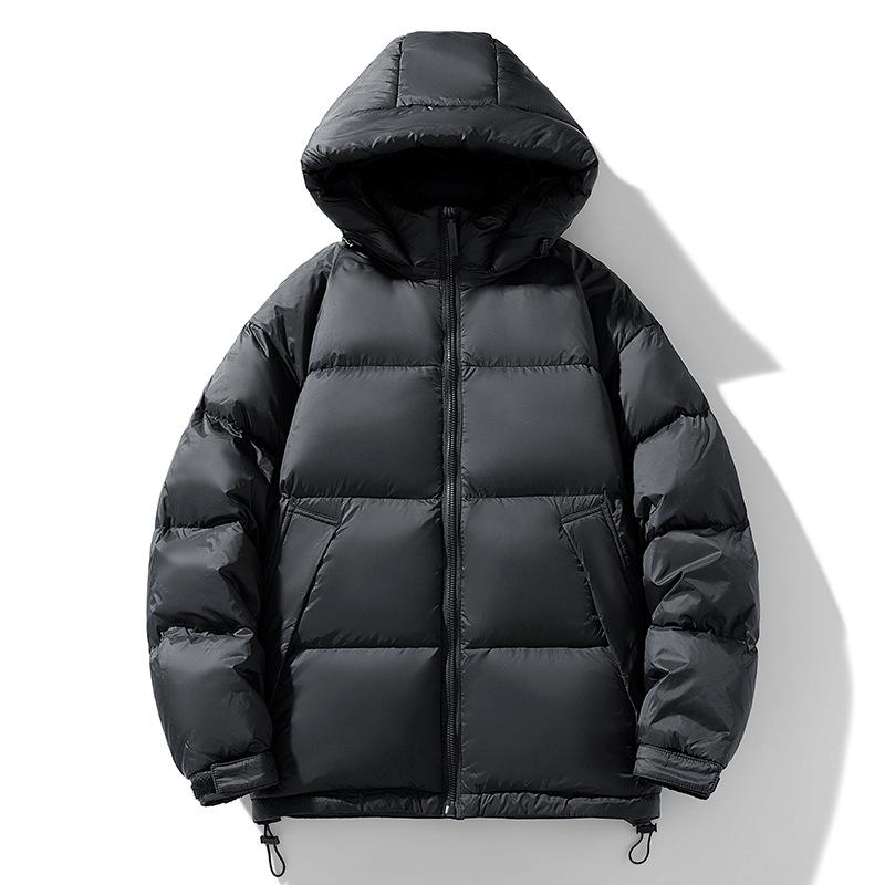 

White duck down jacket men s couple winter hooded windproof warm thickened bread jacket trendy versatile jacket M