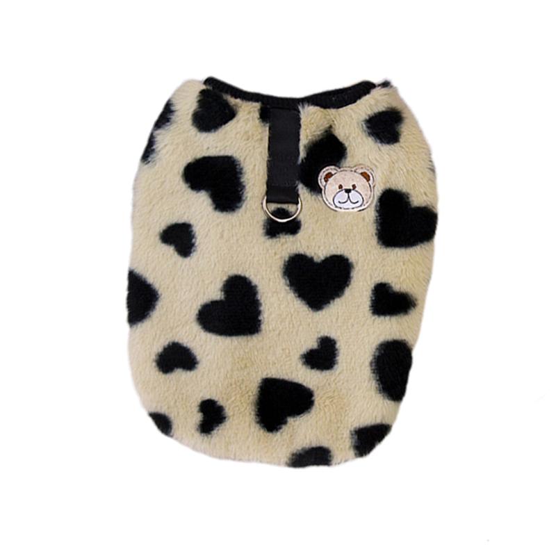 

Зимний теплый свитер для собак, милая одежда с рисунком в виде сердца для маленьких собак, мягкий жилет для щенков, чихуахуа, плюшевый йоркширский терьер, одежда для пуделя M чёрный