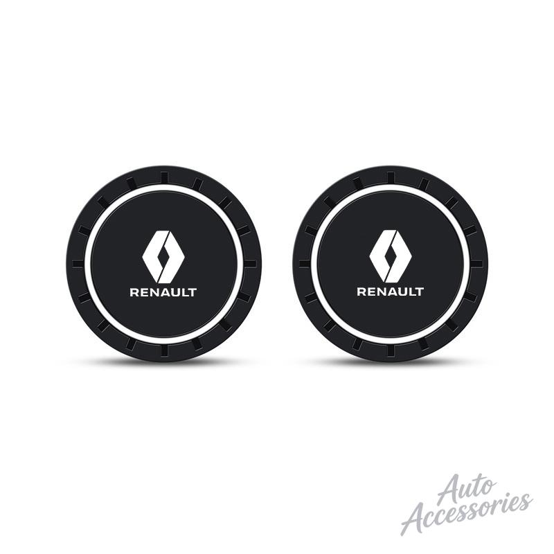 2PC PVC Silicone Car Coaster Water Cup Slot Mat Anti-slip Pad For Renault RS Clio Megane 2 3 4 Captur Trafic Scenic 2 Twingo Zoe R999