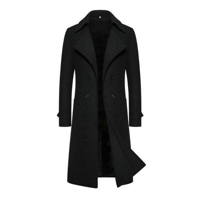 Herren Übermantel Zweireihig Slim Fit Mittellang Langärmlig Dick Winddicht Warm Weich Einfarbig Strickjacke Knöpfe Revers Herren Langer Mantel