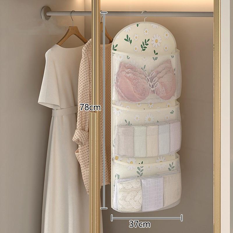 2/3Layer Large Capacity Storage Mesh Bag Underwear Socks Storage Bag Breathable Wardrobe Organizer With Clothes Hanger