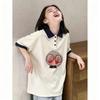 Girls' Summer Pure Cotton Polo Shirt - Sweet Lapel Short Sleeve Top for Medium and Large Children