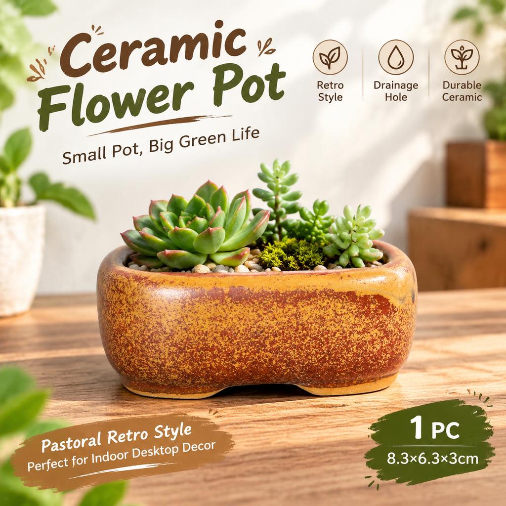 Retro Kiln-Changed Ceramic Mini Flower Pot