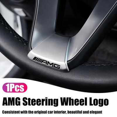 1Pcs 3D Aluminum Alloy Badge Car Steering Wheel Sticker Decals Accessories For Mercedes Benz AMG W205 W204 W206 W213 W212 W211 W