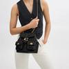 Coach Tabby 22 Metallisches Logo Stepp Lammleder Rucksack Kleiner Damenrucksack Schwarz CU076-B4BK