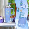 AIERSA Blue Cup Accessories Set for Stanley Cup 40 30 oz Tumbler with Handle, Cup Charms Decorations with Flower Straw Cover Topper Cap, Initial