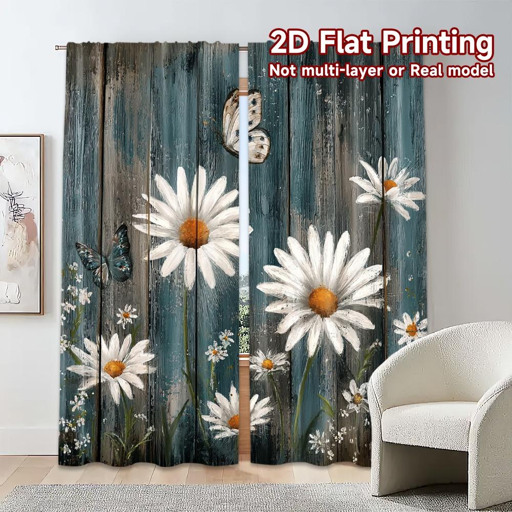2pcs, 2D FLAT PRINTING Curtains (Without Rod) Butterfly Blooms(1) Fashionable Popular Curtains Versatile Polyester Curtains