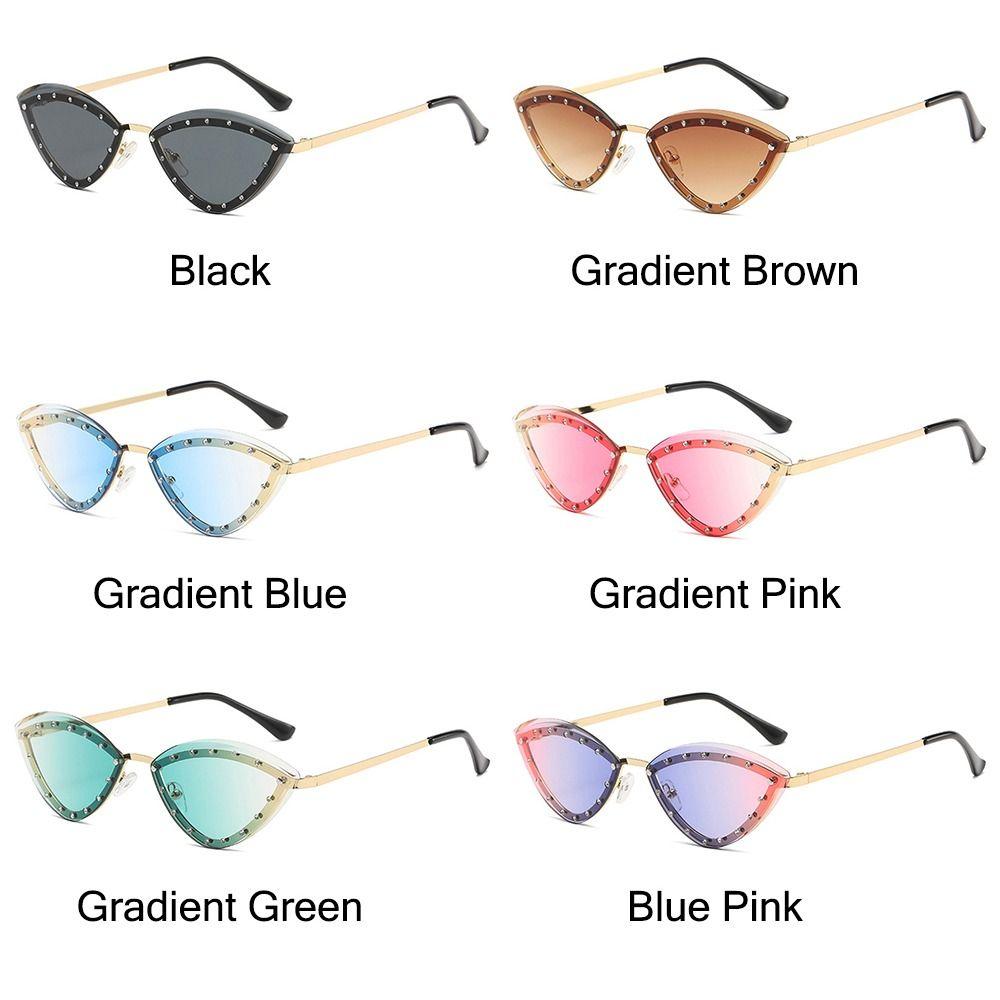 Trendy Gradient Cat Eye Sunglasses Multicolor New Stylish Party Sun Glasses UV400 Protection Rimless Shades for Women & Men