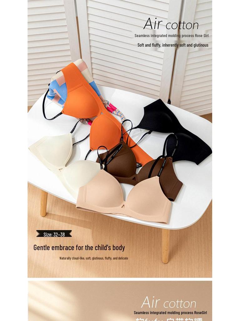 Seamless Push-Up Wire-Free Bra for Small Busts: Side Support, Anti-Sag, Sexy Thin Straps, Comfortable Fit