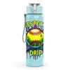 1PC Softball Respect Drip Letter Art 750ml Color Plastic Water Bottle Leakproof Flip Straw Lid For Sports Office Home Use