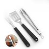 Tragbares 3-teiliges Edelstahl-Grillwerkzeug-Set mit Tragetasche, Outdoor-Camping-Grillset mit Gabel, Pfannenwender und Zange