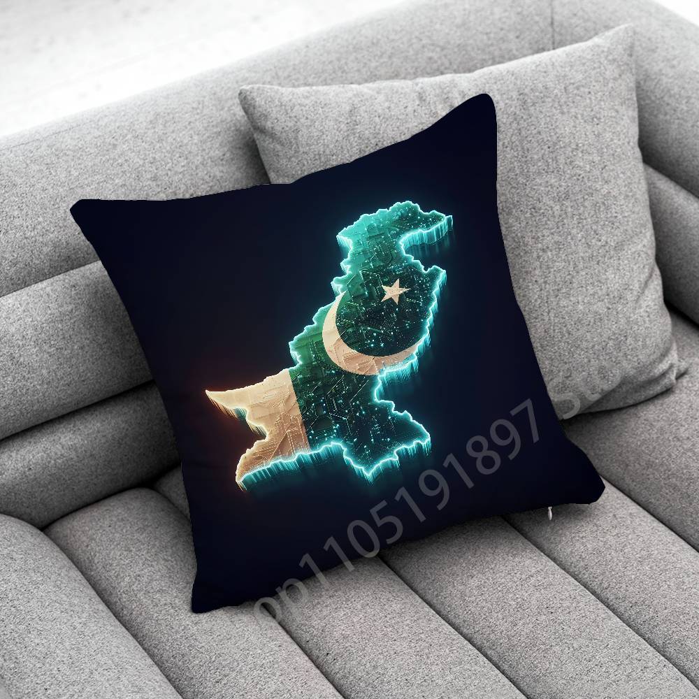 Pakistan Passport Map Flag Throw Pillow Case For 30cm 40cm 45*45cm 50cm 55cm Square Sofa Pillowcase Shell