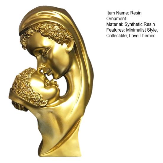 Mother Kid Kiss Statue Resin Abstract Art Sculpture Home Decor Desktop Family Love Figurine Gift for Mom from Son Daughter