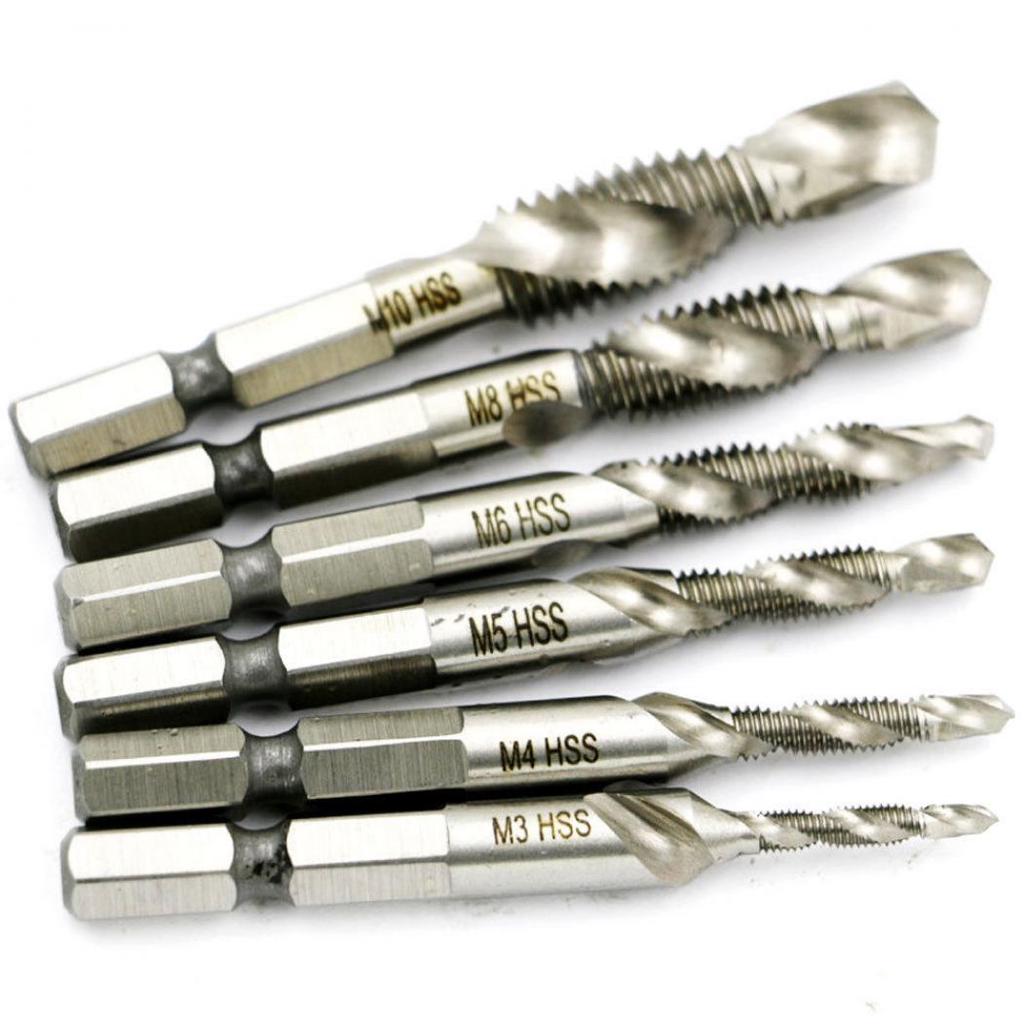 Spiral Wood Thread Countersink Deburr Taps Screw Hex Shank Metric Dril Bits