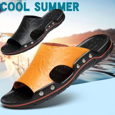 Pantofole da uomo di grandi dimensioni con fondo in particelle di massaggio in pelle estiva 38-48 sandali da spiaggia