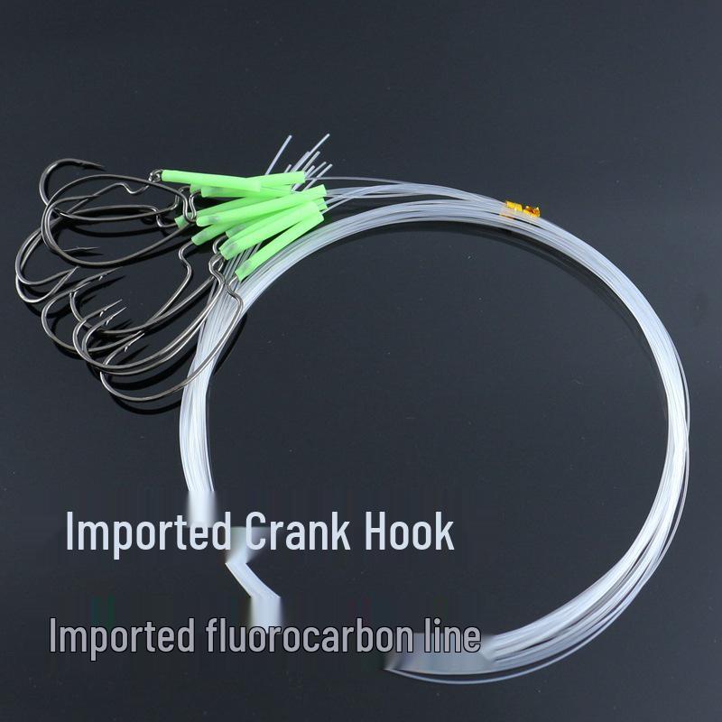 

9909 Wide Gap Crank Hook with Hand-Tied Fluorocarbon Leader for Sea and Boat Fishing Supplies. 1/0 Imported Carbon Hook, 10 pcs per bag