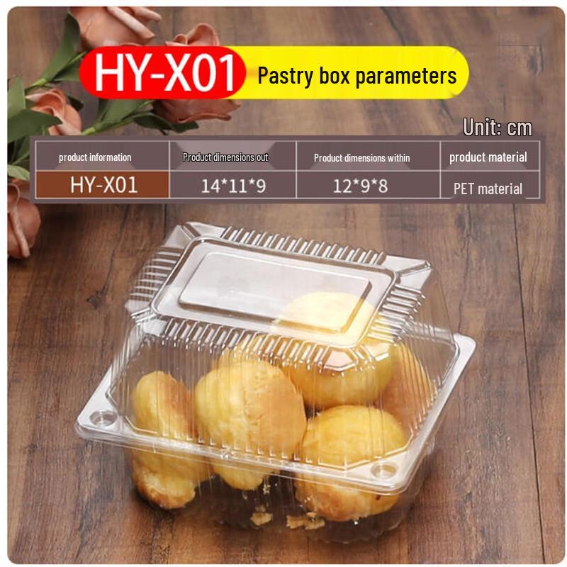 Disposable Rectangular Plastic Cake Box with Lid