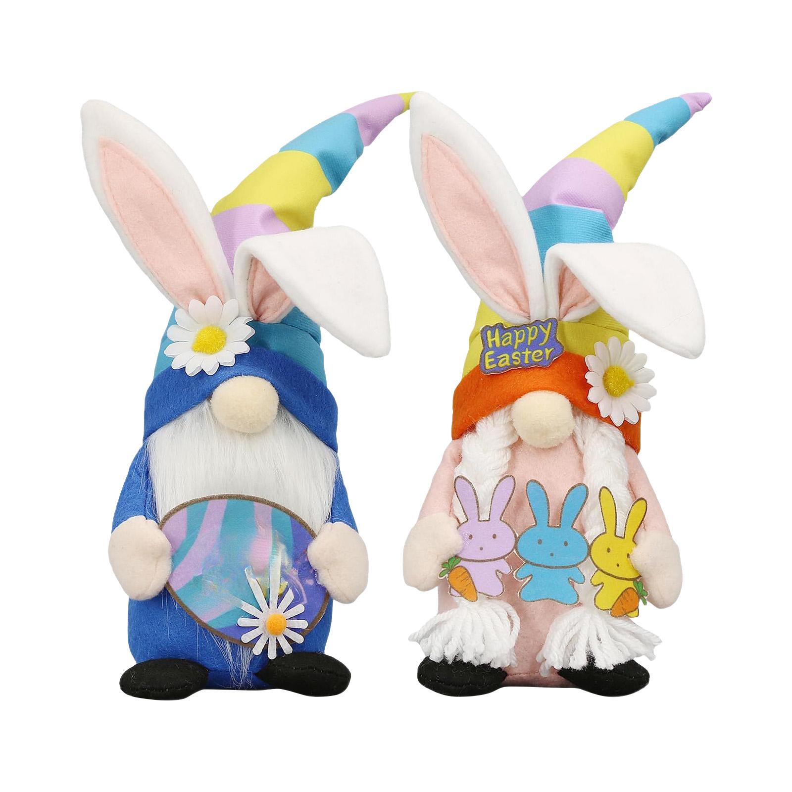 

2PC Creative Easter Standing Dwarf Doll, Wearing A Hat, Faceless, Desktop Ornament. One Size