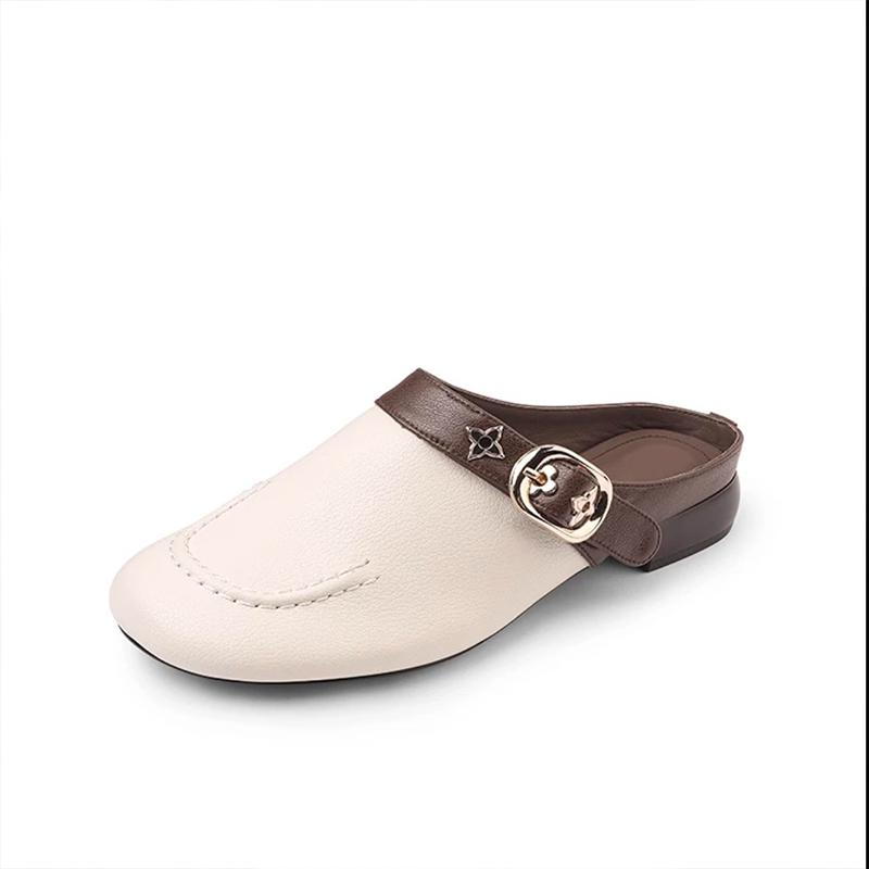 

Fashion Women Slippers Casual Mid Heels Shoes Cozy Slingback Shoes Designer Pumps Woman Sandals 2025 Summer Trend Brand Zapatos Female 35 бежевий