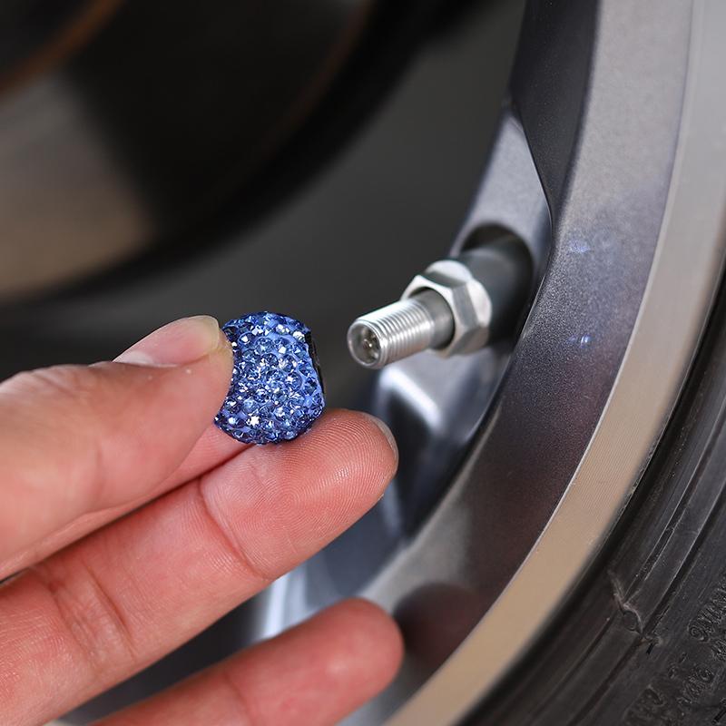 4Pcs/Lot Bling Rhinestone Universal Car Tire Valve Caps Crystal Diamond Shining Dustproof Valve Stem Caps Car Accessories
