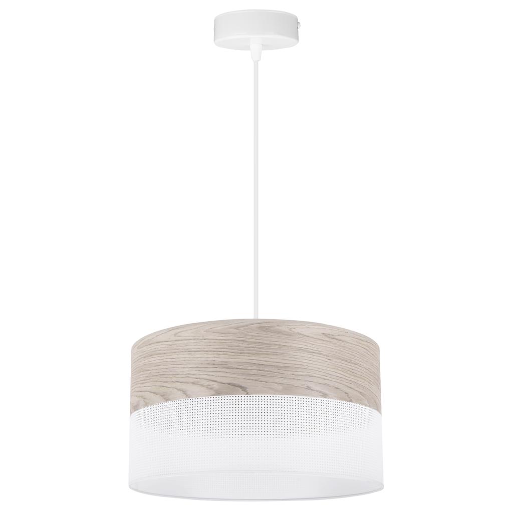 Single Hanging Lamp, White Oak Veneer Lampshade 30Cm