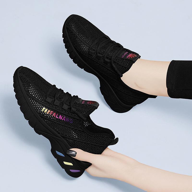Summer mesh breathable women's shoes lightweight casual sports shoes women's beige black shoes women's hair