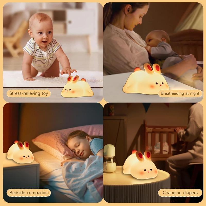 New LED Touch USB Rechargeable Silicone Rabbit Night Light Indoor Atmosphere Light Suitable for Children's Toys Christmas Gifts