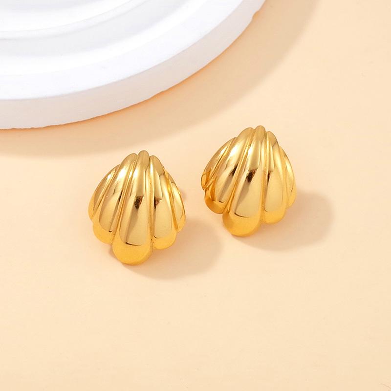 Versatile Gold-Plated Titanium Steel Stud Earrings - Light Luxury Retro Style for Women