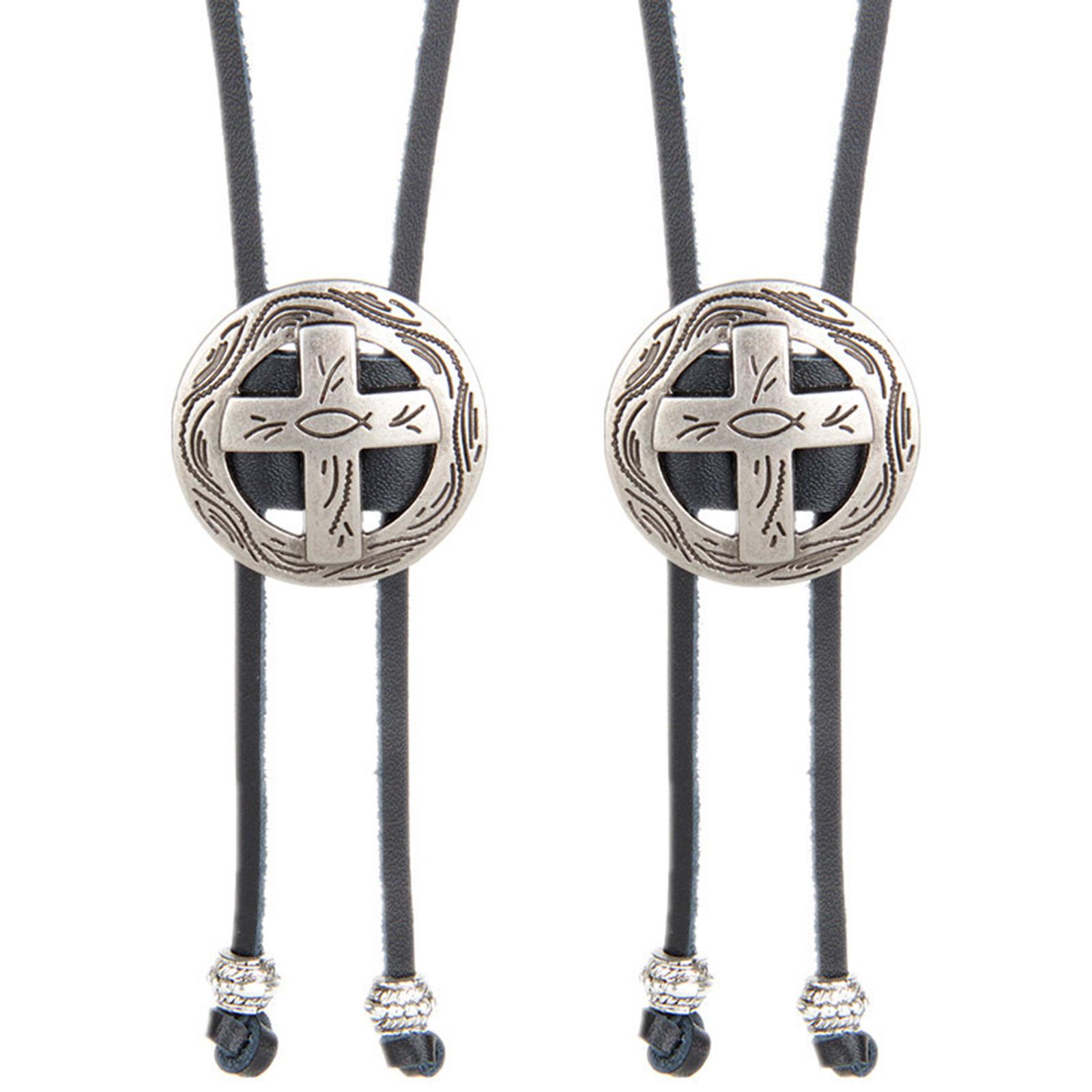 

Винтажный западный ковбойский галстук-боло с подвеской-крестом, галстук, панк-ожерелье, аксессуар для костюма, американский галстук-боло, западный чёрный