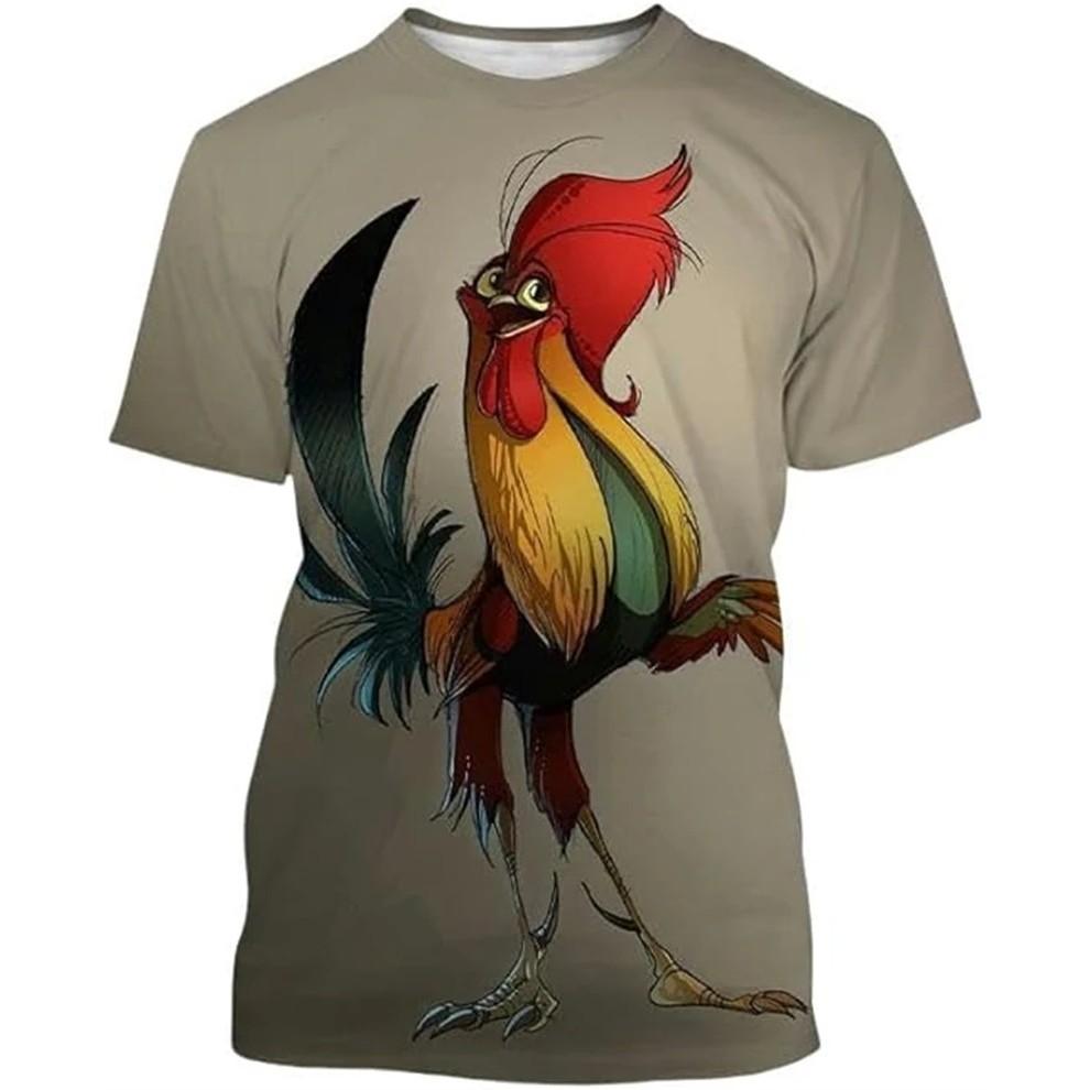 3D Rooster Print Kids Short Sleeve T Shirt Round Neck Relaxed Fit Outdoor Play Summer Daily Clothing
