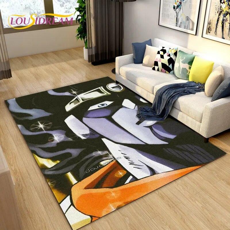 Jojo's Bizarre Adventure Anime-Teppich, Teppich für Wohnzimmer, Schlafzimmer, Sofa, Fußmatte, Dekoration, rutschfeste Bodenmatte für Kinderspiele
