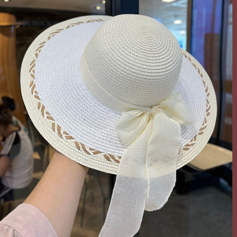 

Bag Women s Seaside Vacation Beach Woven Shoulder Bag Creamy-white Bows straw hat