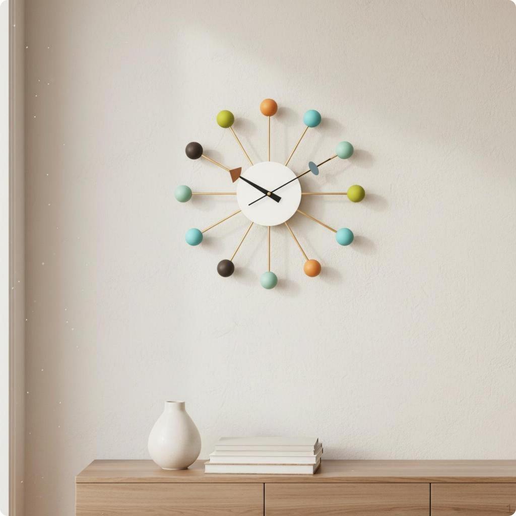 Modern Silent Wall Clock Decorative Detail Round Ready To Hang Home Decor