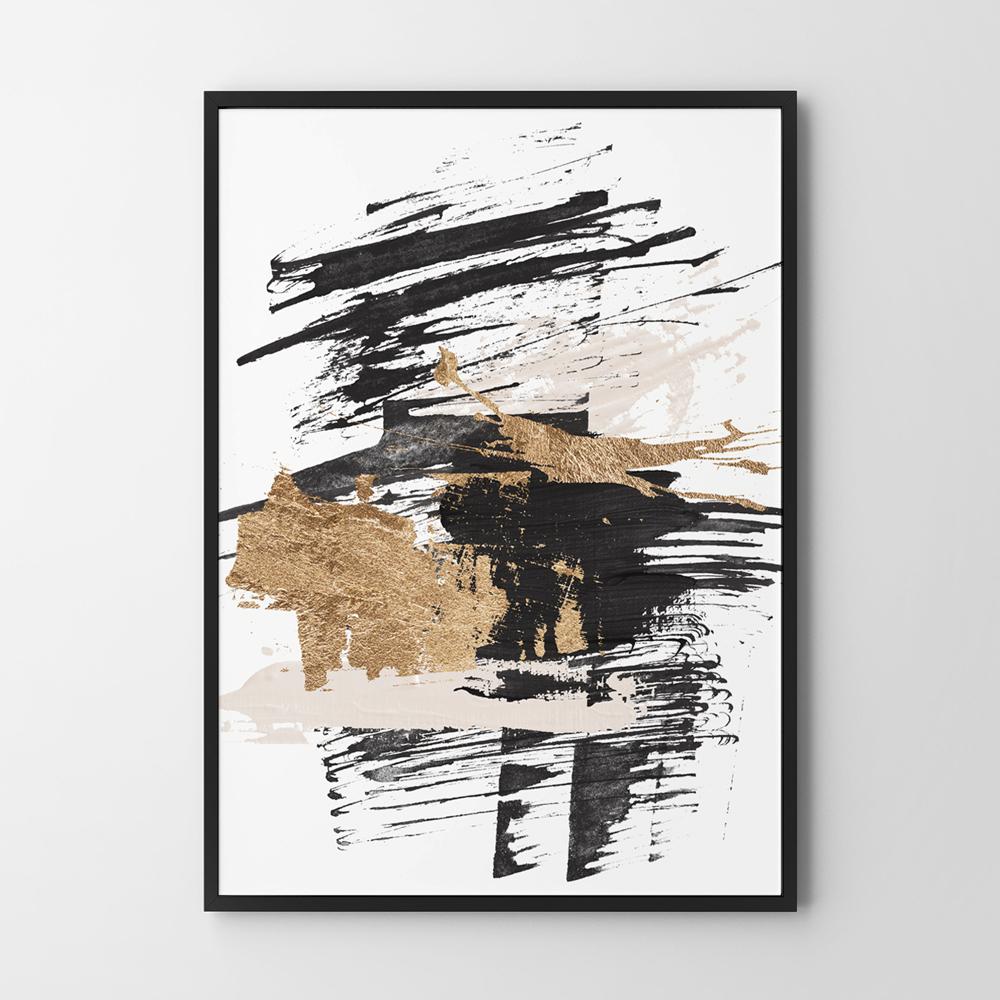 Poster Abstraction Gold Black Pink