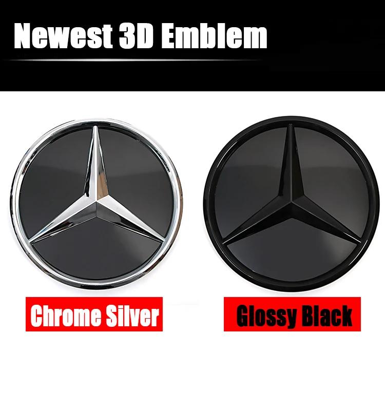 Star Badge Car Front Grill LED Emblem Light For Mercedes Benz 3D Mirror Logo CLA A B C E S GLA GLK ML GL CLS R