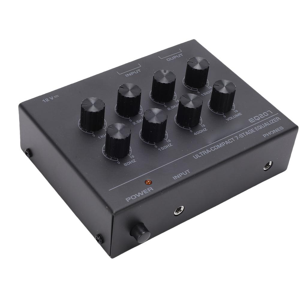 7 Band Sound Equalizer with 3.5mm Input Headphone   Two Channel Digital Equalizer for Home Car Treble and Bass Adjustment