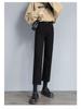 Women's Black High-Waist Cropped Jeans: 2026 Spring/Autumn Slimming Cigarette Pants