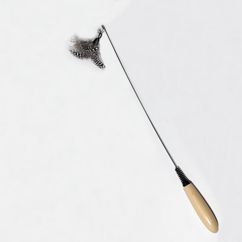 JINGRUIXIANG Wooden Cat Teaser Wand with Detachable Feather Heads